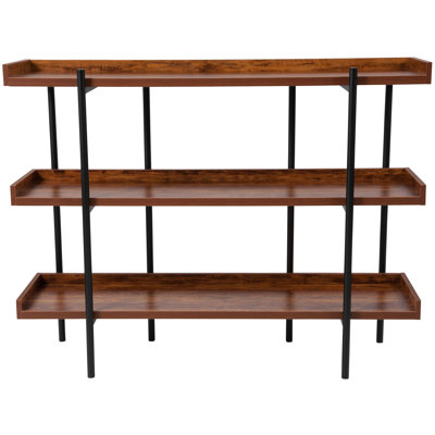 Gracie Oaks Ohlson Rustic Wood Grain Open-Style 3-Shelf Display